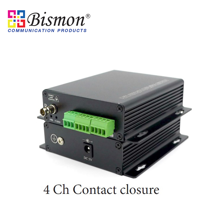 4-CH-contact-closure-to-Fiber-optic-Single-fiber-20KM-SM-FC-Connector-pair